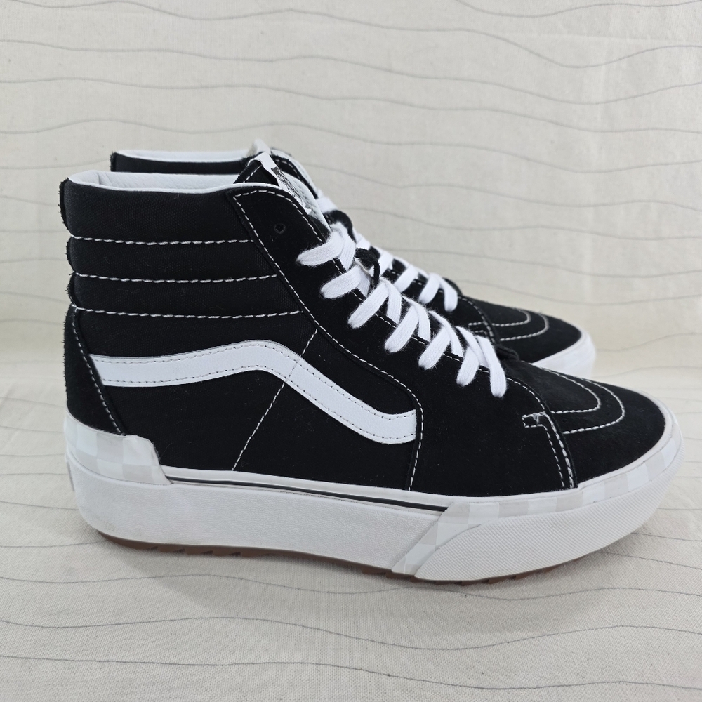 Vans Womens UA SK8-Hi Stacked Old Skool Black White Platform Sneaker Shoes Sz 10